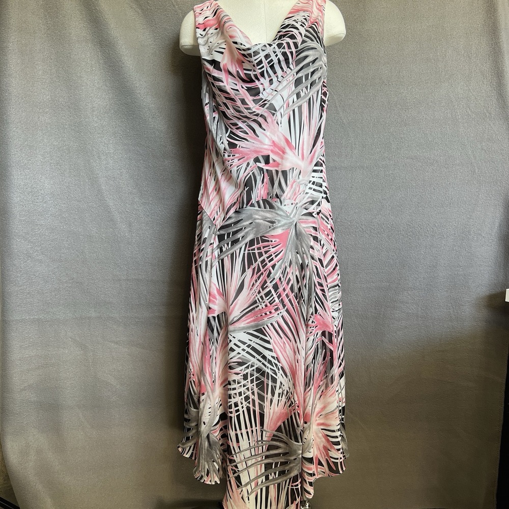 Womens Cowl Neck Midi Tank Dress Sz 14 Pink Fairy Whimsical Flowy‎ Romantic